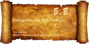 Benyovszky Bánk névjegykártya